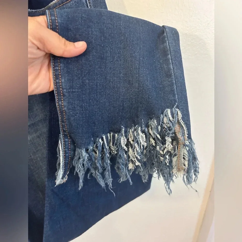Free People‎ Frayed Skinny Jeans Distressed Womens 29 Great Heights Fringe Crop